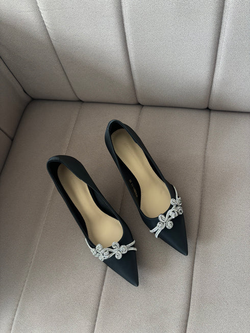 Rhinestone Embedded Pointy Toe Formal Stilettos Pumps